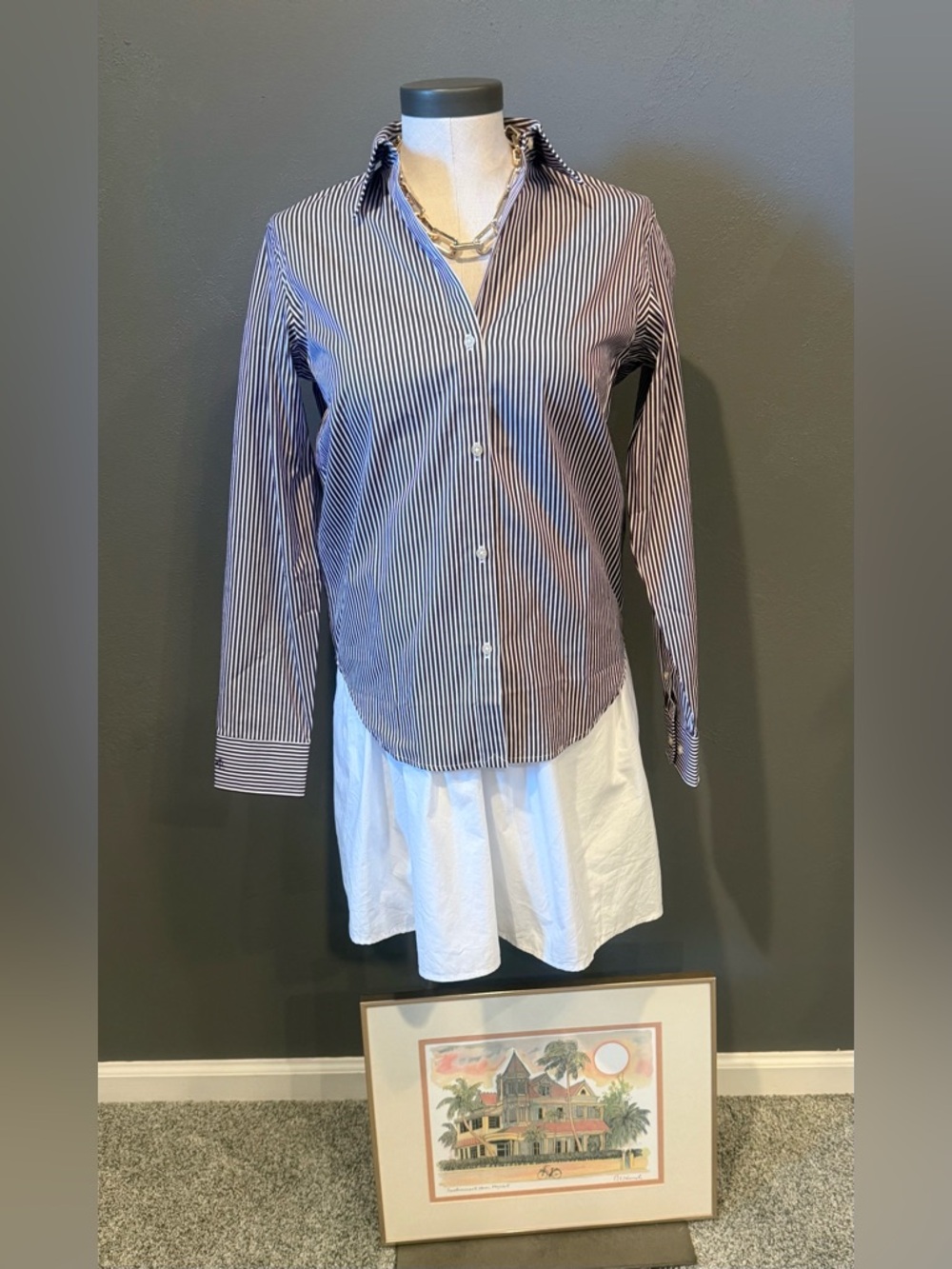 Ralph Lauren Purple and White Striped Dress Shirt